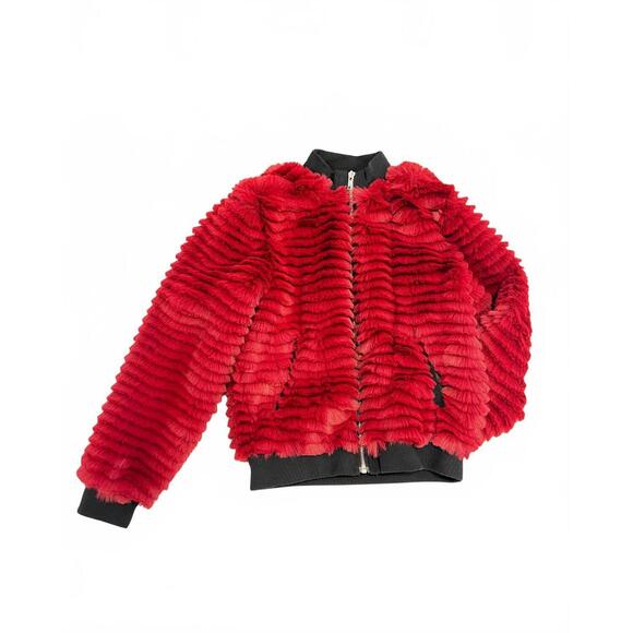 NEW MIA girl's faux fur jacket in red